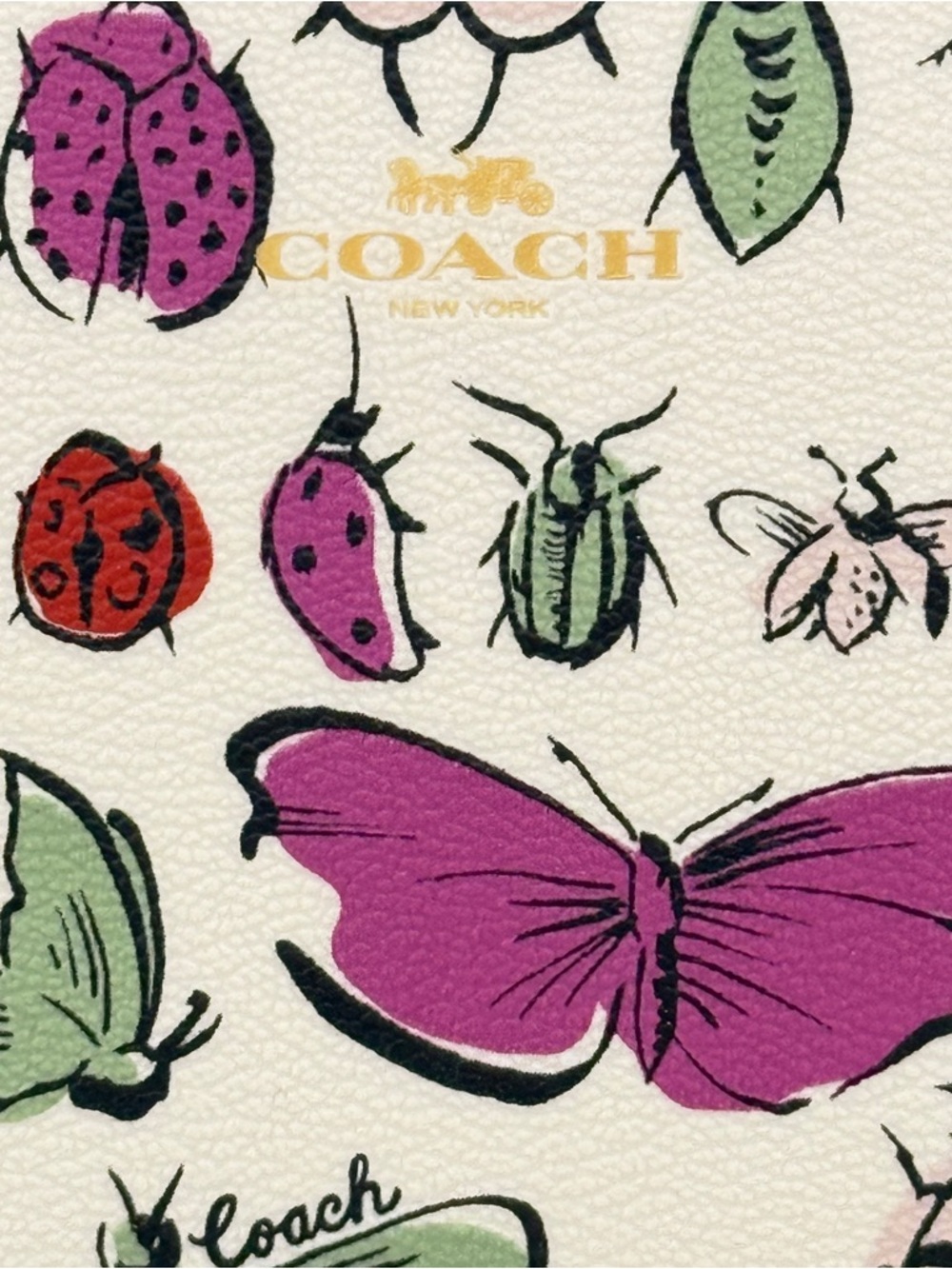 Coach Chalk Multi Corner Zip Wristlet Bug Print NWT - Picture 5 of 7